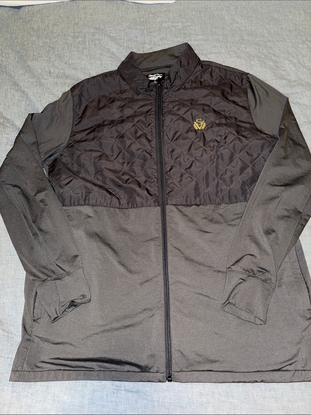 Straight Down Quilted-Top Black Hybrid Jacket - Sage Valley - Gray - Large